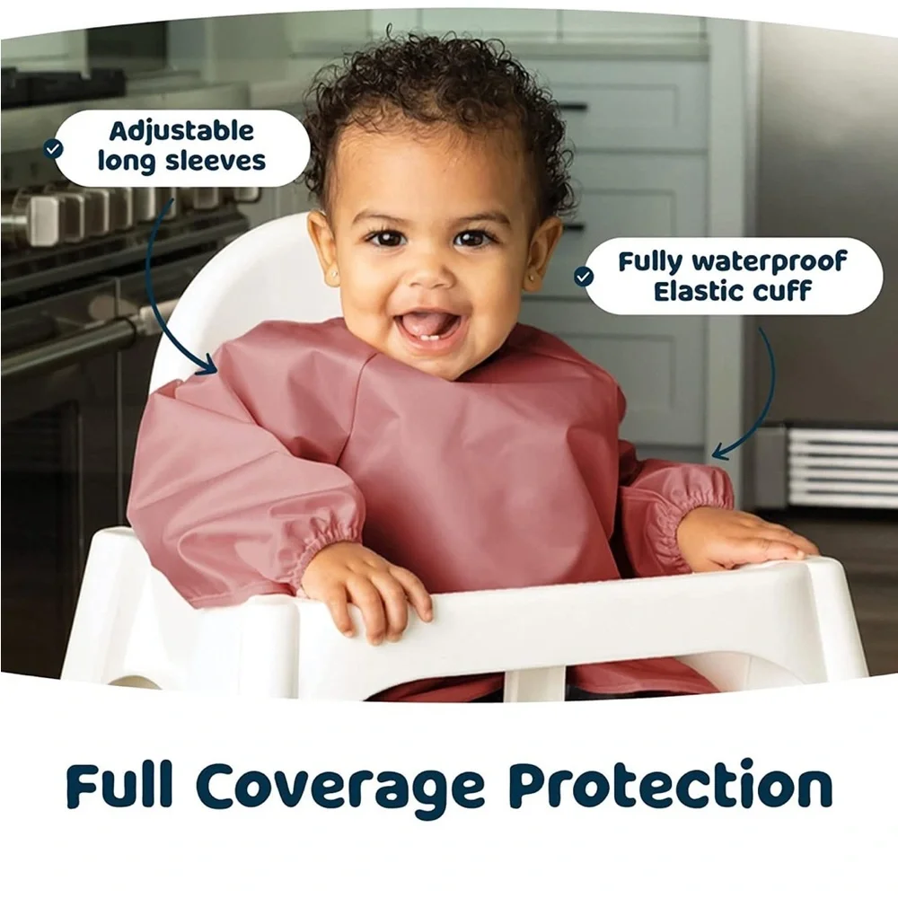 Pink long Sleeved Bib with Eco-Friendly Packaging